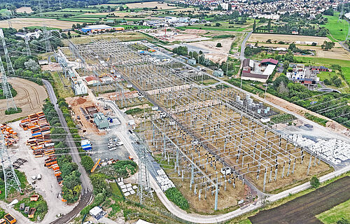 380 kV-Anlage, aktuell: Bau des Trafo DK T411, Betriebsgebäude, Ausbau C16 inkl. Streuerzellen